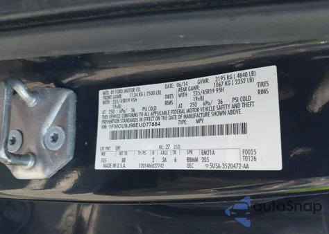 2014 Ford Escape Titanium z USA, uszkodzony, nr VIN 1FMCU9J98EUD77884